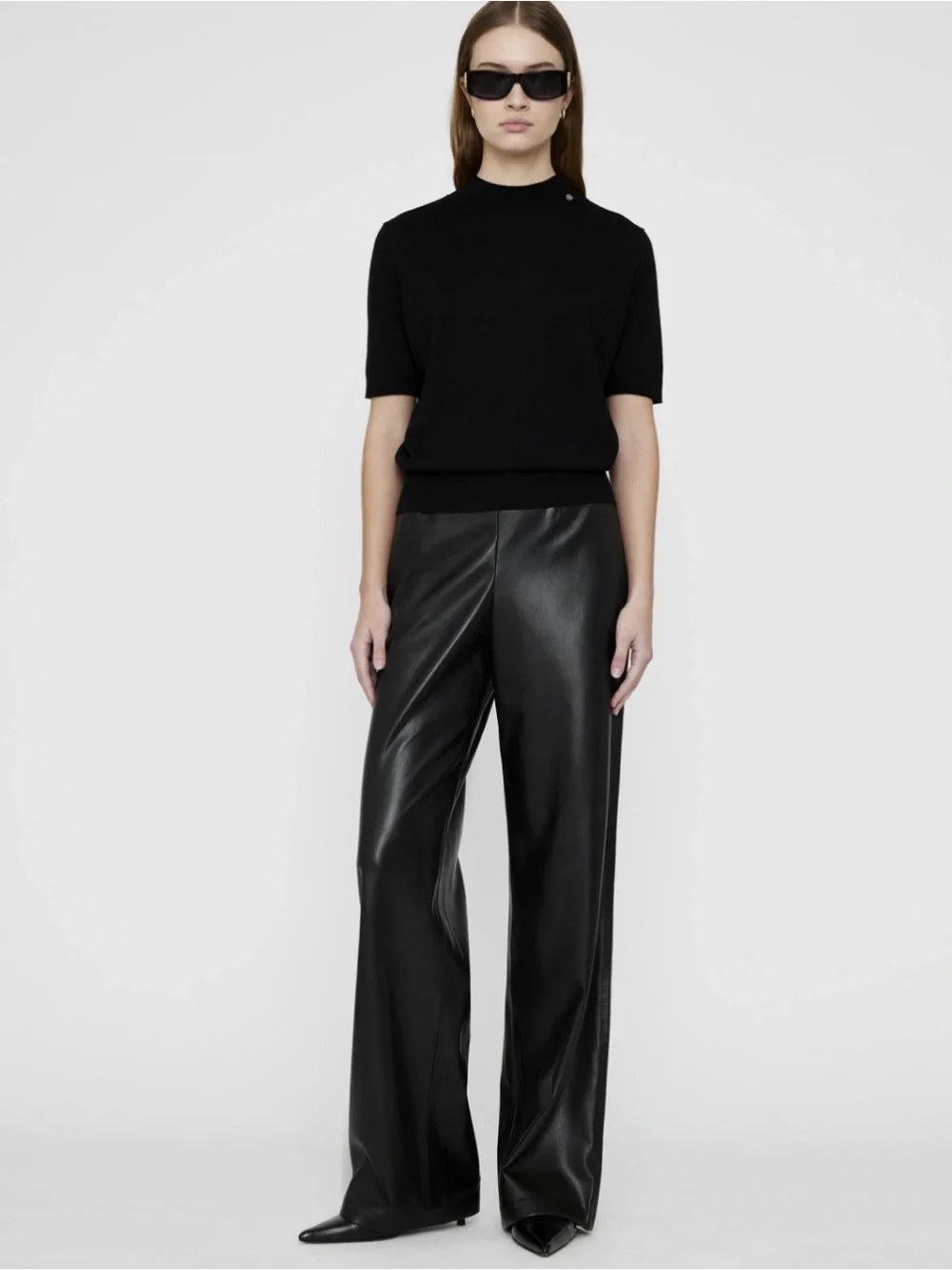 Annie Bing Koa Pant Black Vegan Leather Size Large
